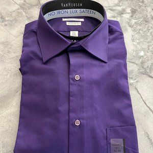 Men's Dark Purple Van Heusen Long Sleeve Dress Shirt